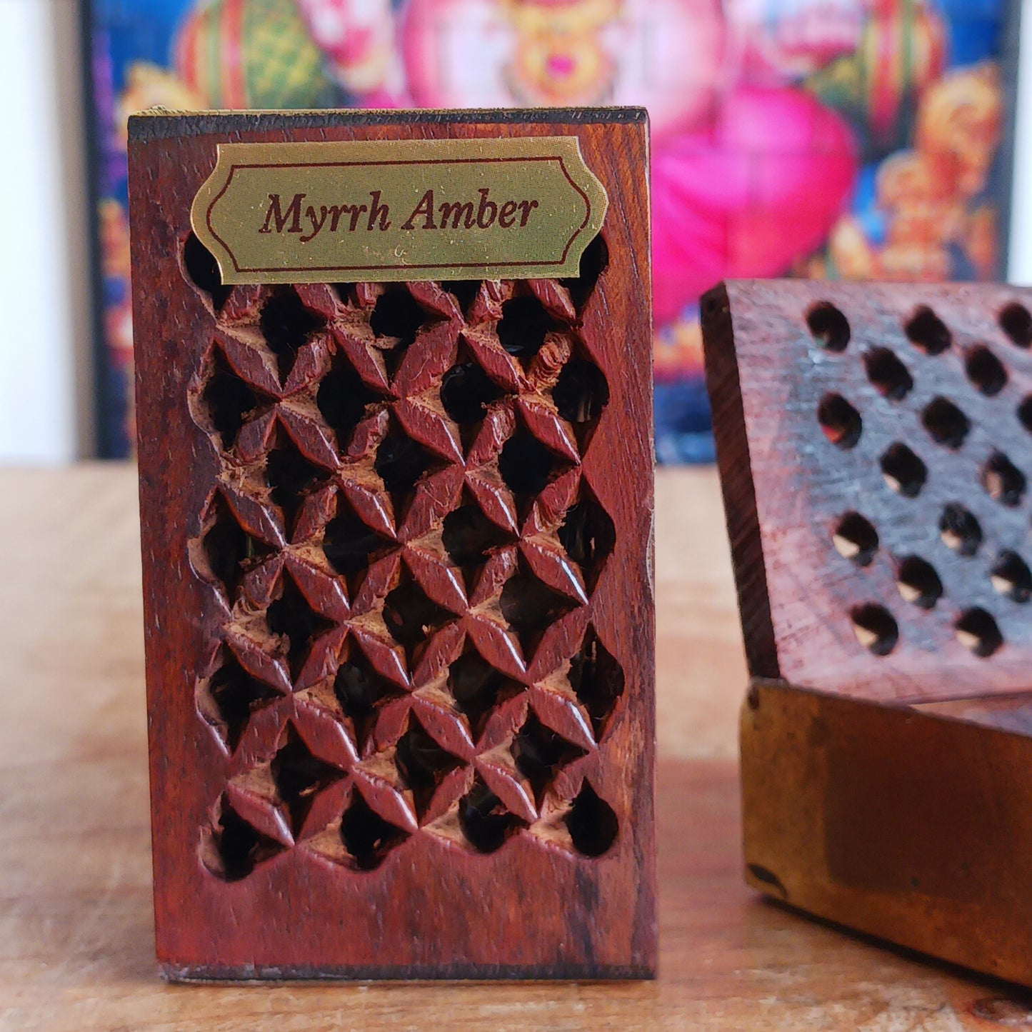 Immerse yourself in the sacred and enchanting scent of Song of India Myrrh Amber Resin. Revered as the "Nectar of the Gods," this rich, warm resin has been used for centuries in meditation, spiritual rituals, and emotional healing. Each beautifully fragrant piece comes in an elegant decorative wooden box, making it a thoughtful gift or a meaningful addition to your own sacred space.