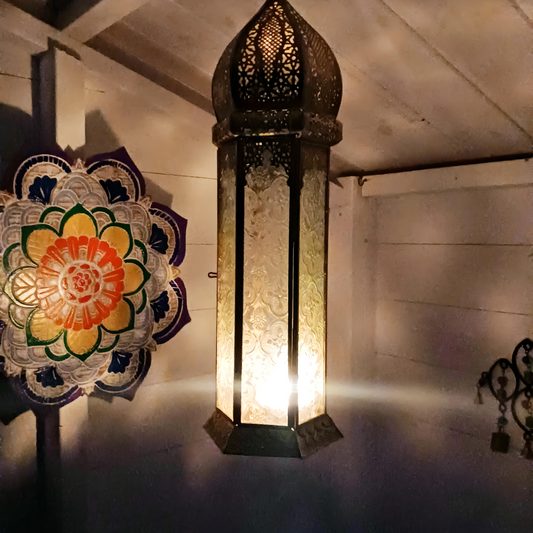 Antique Brass Moroccan Style Lantern | Large