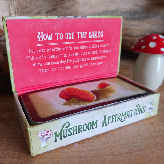 This exquisite deck of 40 cards features hand-drawn images of mushrooms from around the world, each with a message of guidance and inspiration.  Nature has so much wisdom to share if we learn to see what it is showing us.