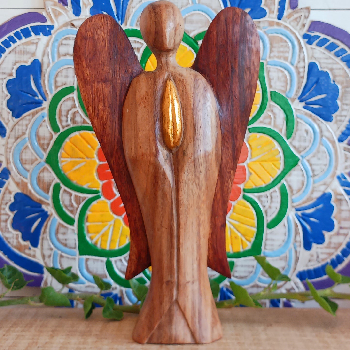 Hati-Hati wooden angels are hand carved in mountain villages in Indonesia from Suar-wood a sustainable hardwood. This wood is used to create beautiful and often sacred images.