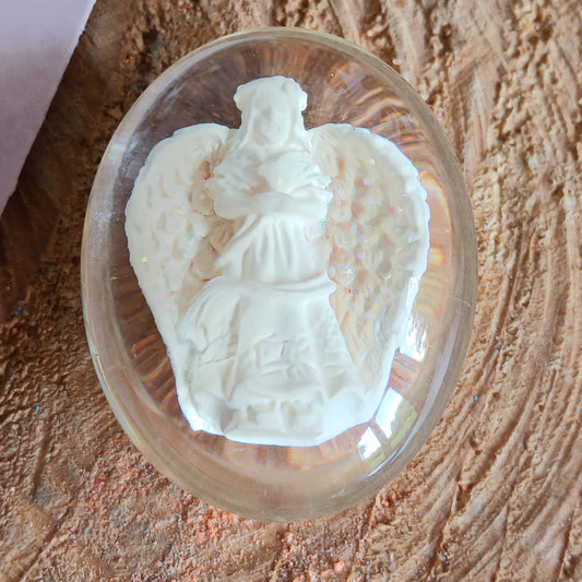 Carry this stone in your pocket or purse to use as a worry stone. As you hold this stone in your hand, imagine the Angel's calm presence surrounding you. Imagine yourself letting go of hurts or worries.