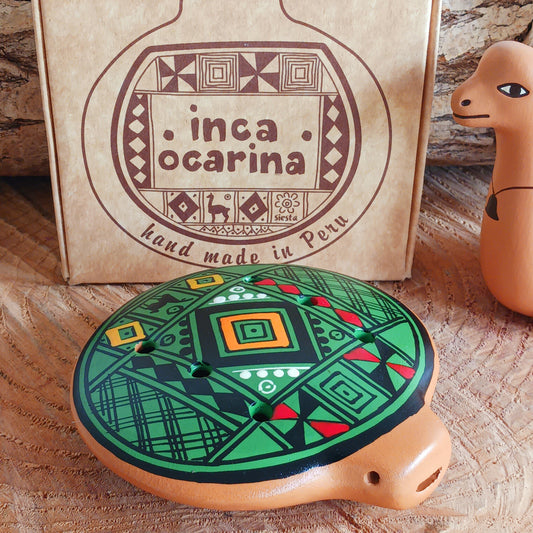 Experience the timeless sound of ancient cultures with these gorgeous ocarinas, handcrafted from fired clay in Peru. Adorned with vibrant, traditional designs, they are a favourite among musicians.