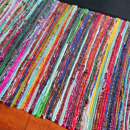 These fabulous little rugs are hard-wearing, versatile and attractive. You can always rely on a rag rug! These are made by a GoodWeave accredited supplier, giving the best assurance that no child labour was used in the making of this product.