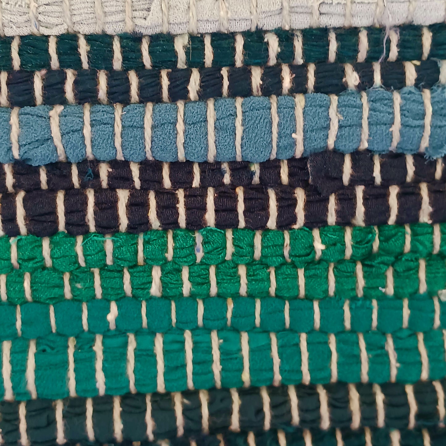 Enhance your living space with this premuim quality rag rug. Whether used in kitchens, bathrooms, or even as a decorative accent in bedrooms and living rooms, the aqua blues will bring a sense of serenity and freshness to any environment.