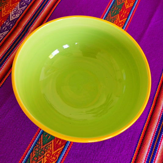 Wonderfully cheerful, happy and bright, this rainbow stripe ceramic bowl brightens up any home. The vibrant stripes are hand painted giving each piece individual character.