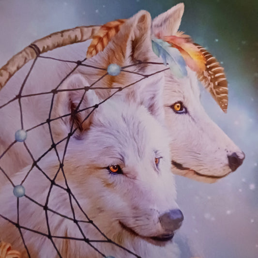 Beautifully illustrated Wolf Dreams greetings card. The card is blank for you to write your own message inside.