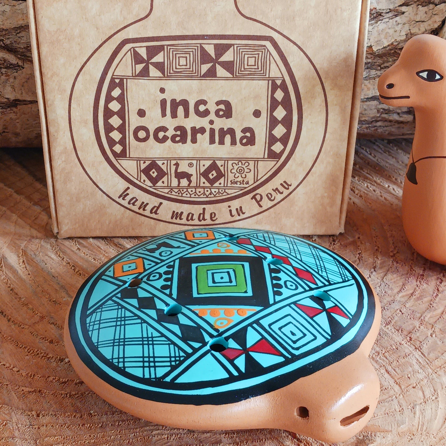 Experience the timeless sound of ancient cultures with these gorgeous ocarinas, handcrafted from fired clay in Peru. Adorned with vibrant, traditional designs, they are a favourite among musicians.