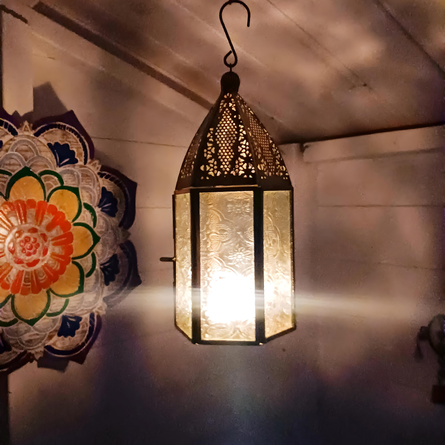 Antique Brass Moroccan Style Lantern | Medium