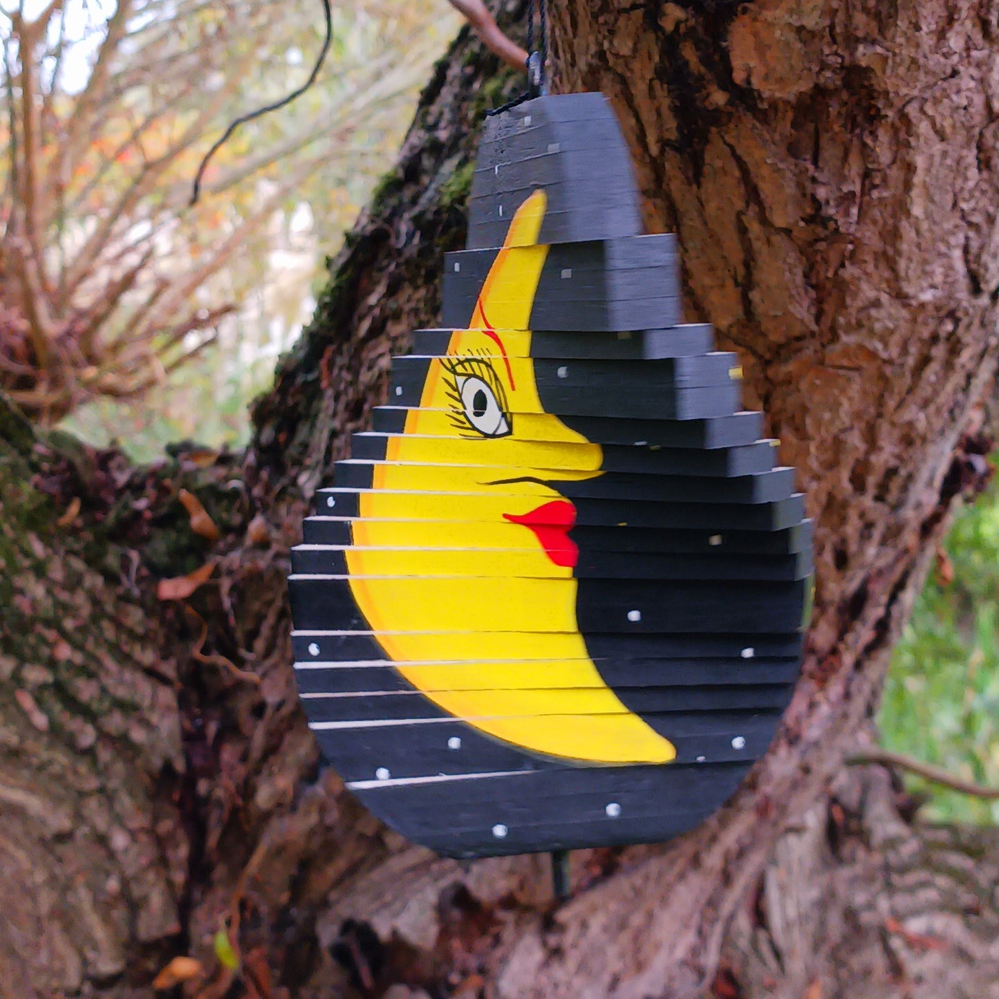 Bring celestial beauty to your space with this stunning Sun & Moon Mobile, handcrafted from sustainable wood for an eco-friendly touch. Designed for both indoor and outdoor use, this unique wind spinner adds movement, colour, and charm to any setting.