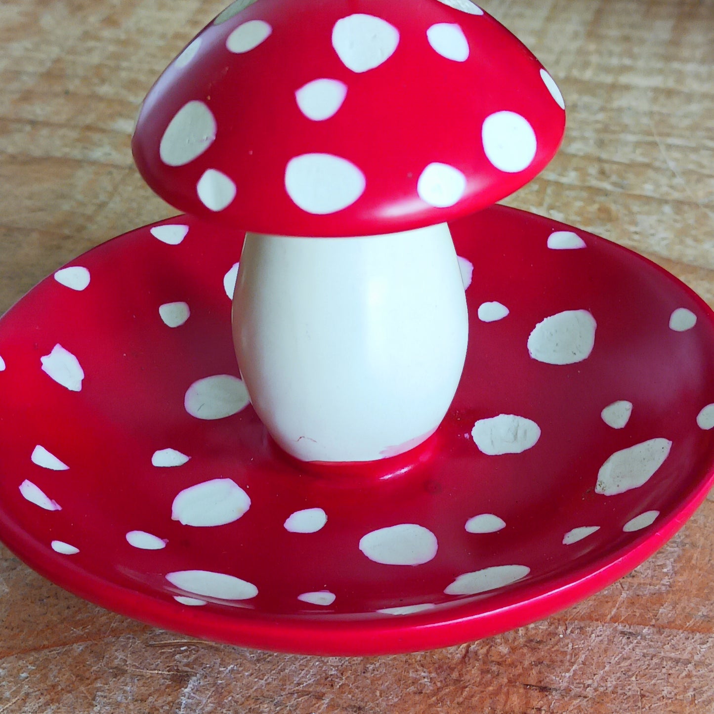 This mushroom incense holder puts the fun-gi back into burning incense! It is multi-use and can hold either incense sticks in the mushroom head or incense cones on the dish area.