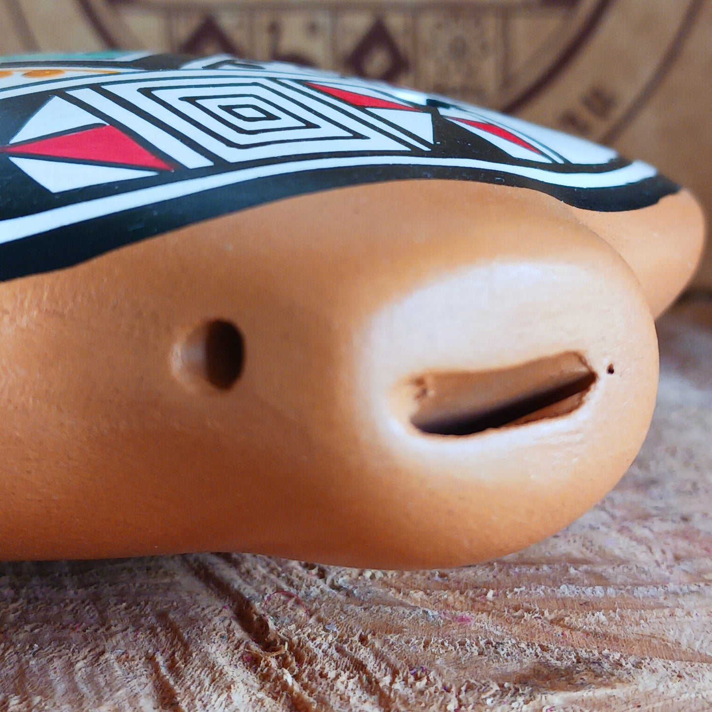 Experience the timeless sound of ancient cultures with these gorgeous ocarinas, handcrafted from fired clay in Peru. Adorned with vibrant, traditional designs, they are a favourite among musicians.
