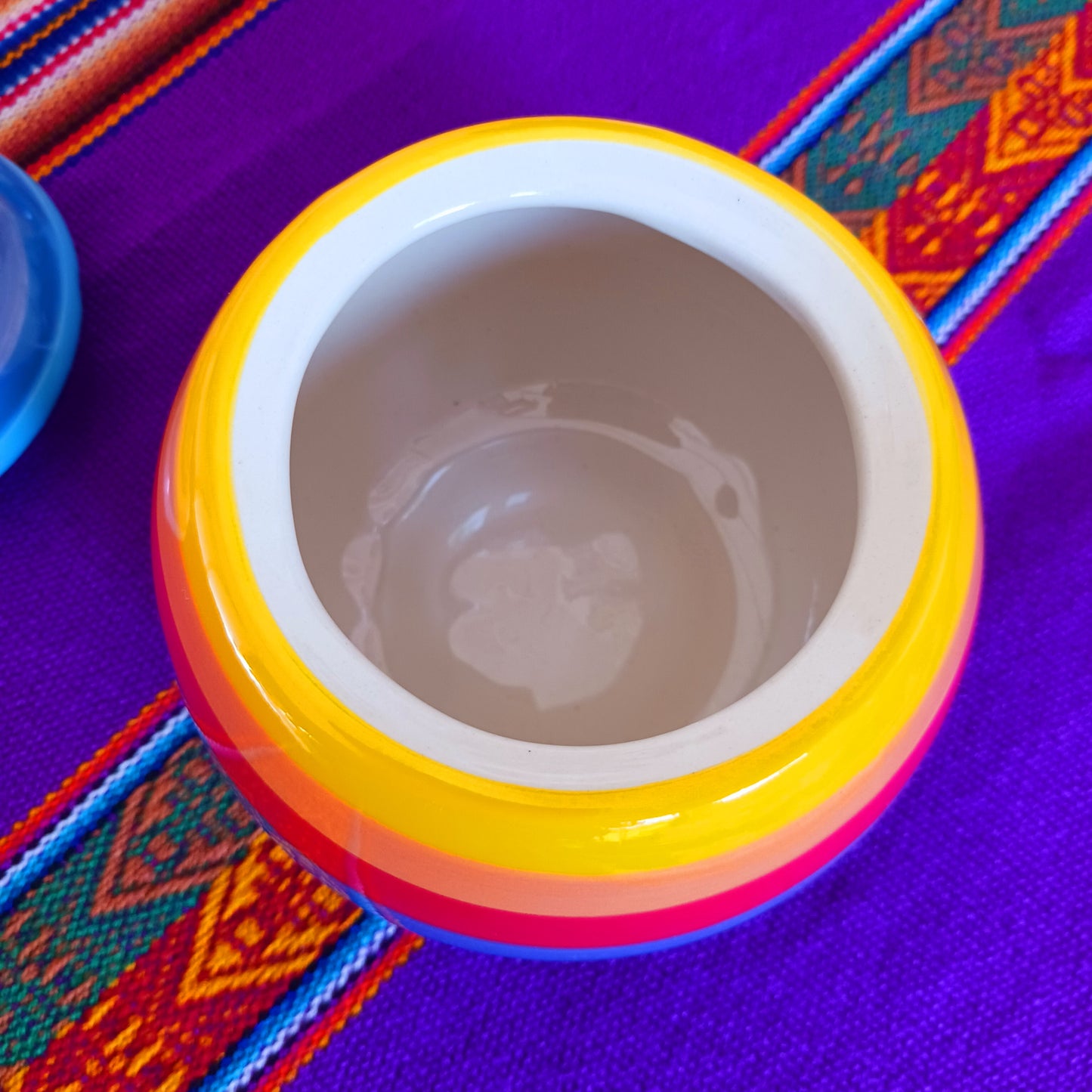 Add a splash of colour to your home with this Rainbow Stripe Ceramic Sugar Bowl. The vibrant, hand-painted stripes create a cheerful aesthetic, while the artisanal craftsmanship ensures every piece is uniquely charming. Perfect for serving sugar or small treats, this sugar bowl brightens any table setting.