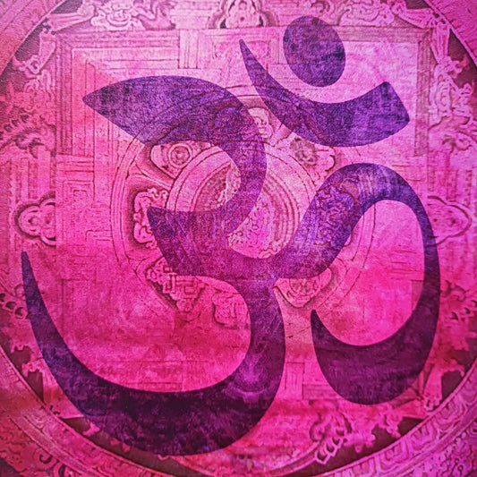 Pink Om All occasion greetings card, includes a fully printed matching ARTvelope, and is made from 100% post-consumer recycled material.