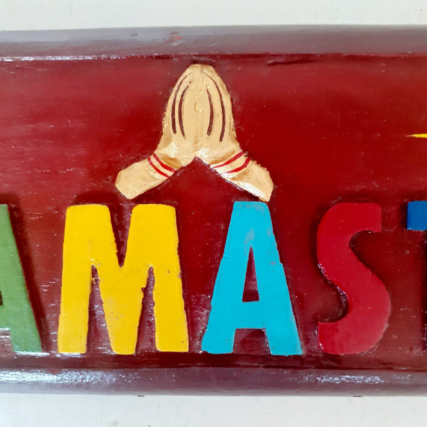 Namaste sign wooden wall hanging sun and moon | Tibetan Namaste sign