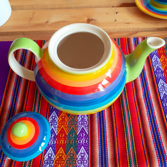 Rainbow Teapot 4 cup | Large Ceramic hand painted Rainbow Teapot