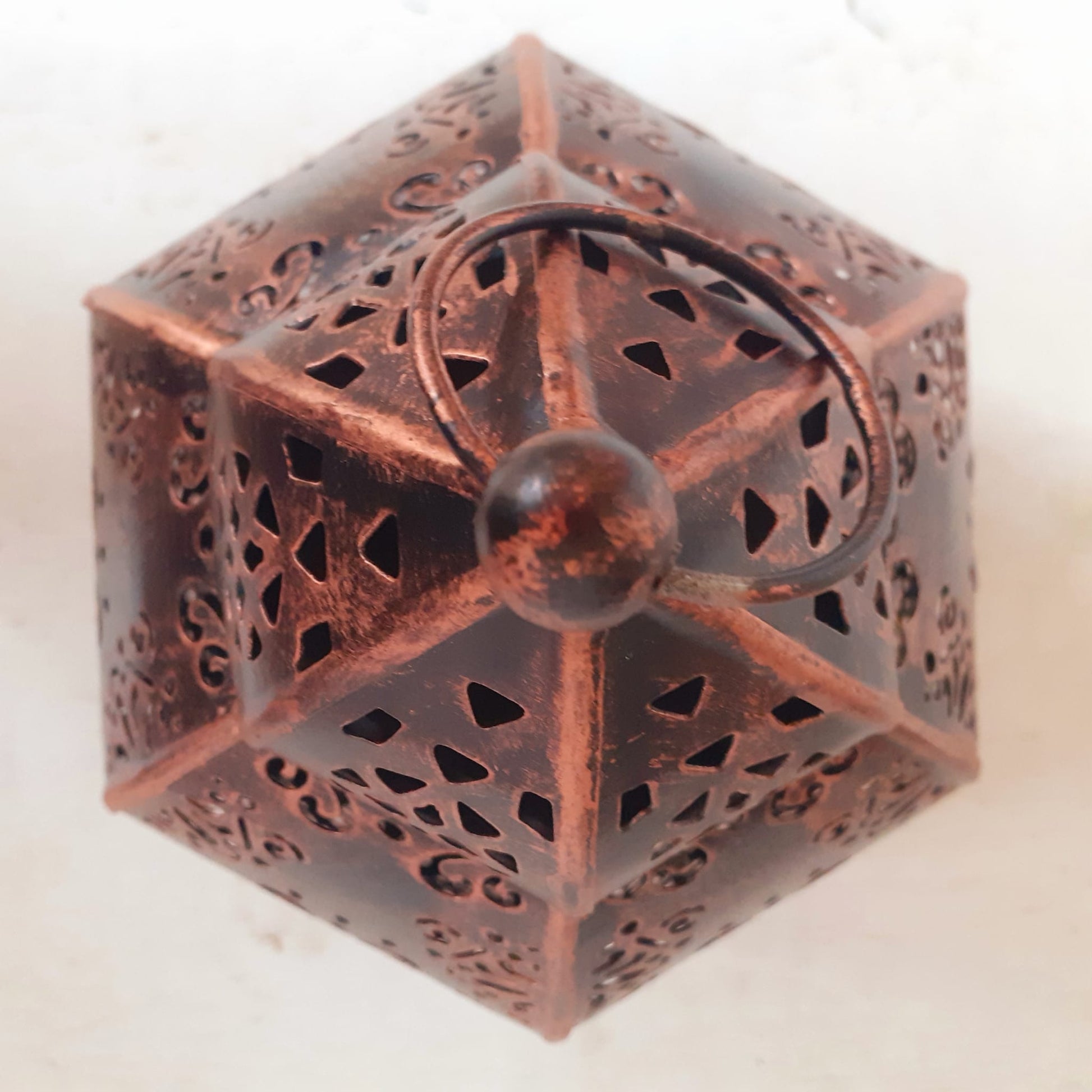 Black with Copper Finish Iron Lantern | Tealight Holder