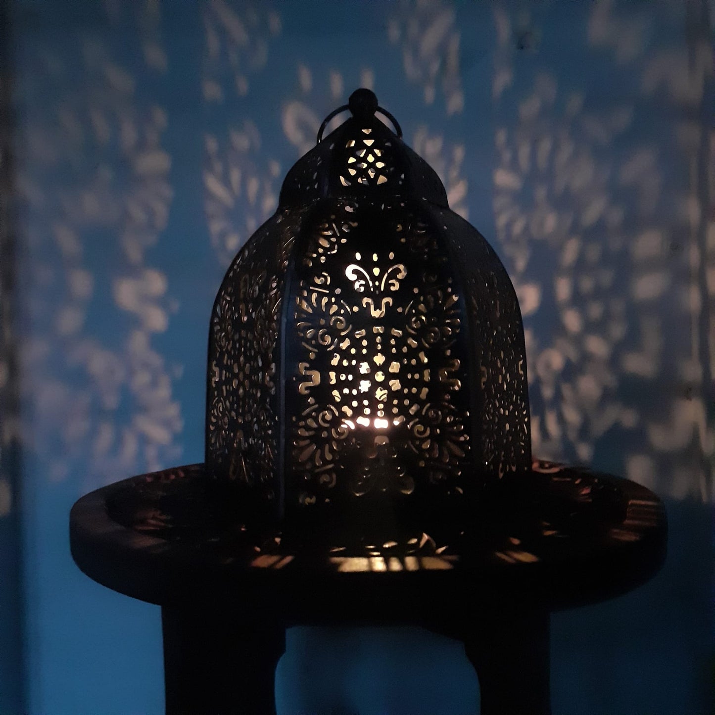 Black with Copper Finish Iron Lantern | Tealight Holder
