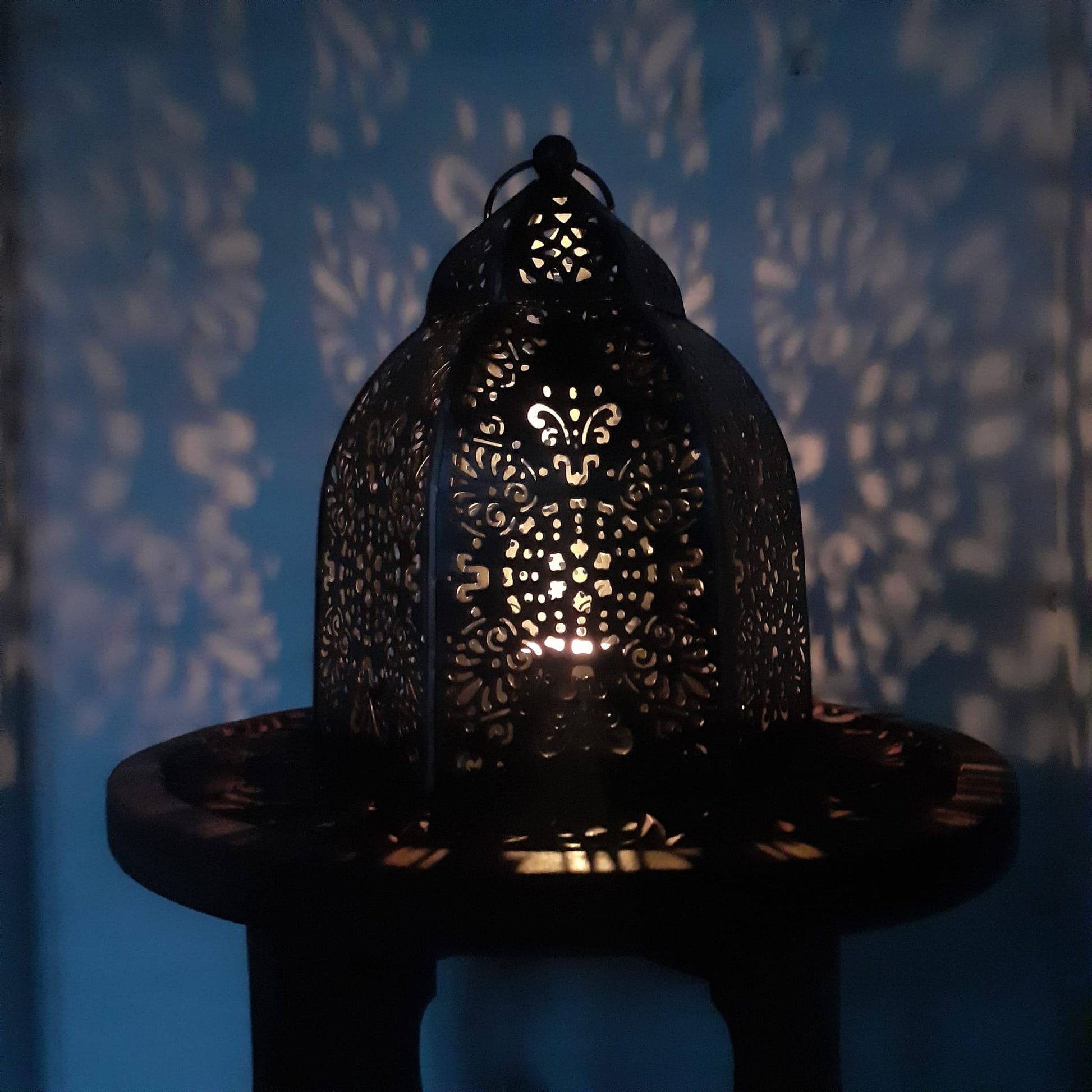 Black with Copper Finish Iron Lantern | Tealight Holder