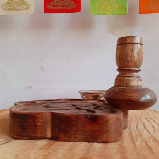 Hand carved Om Mango Wood Backflow Burner