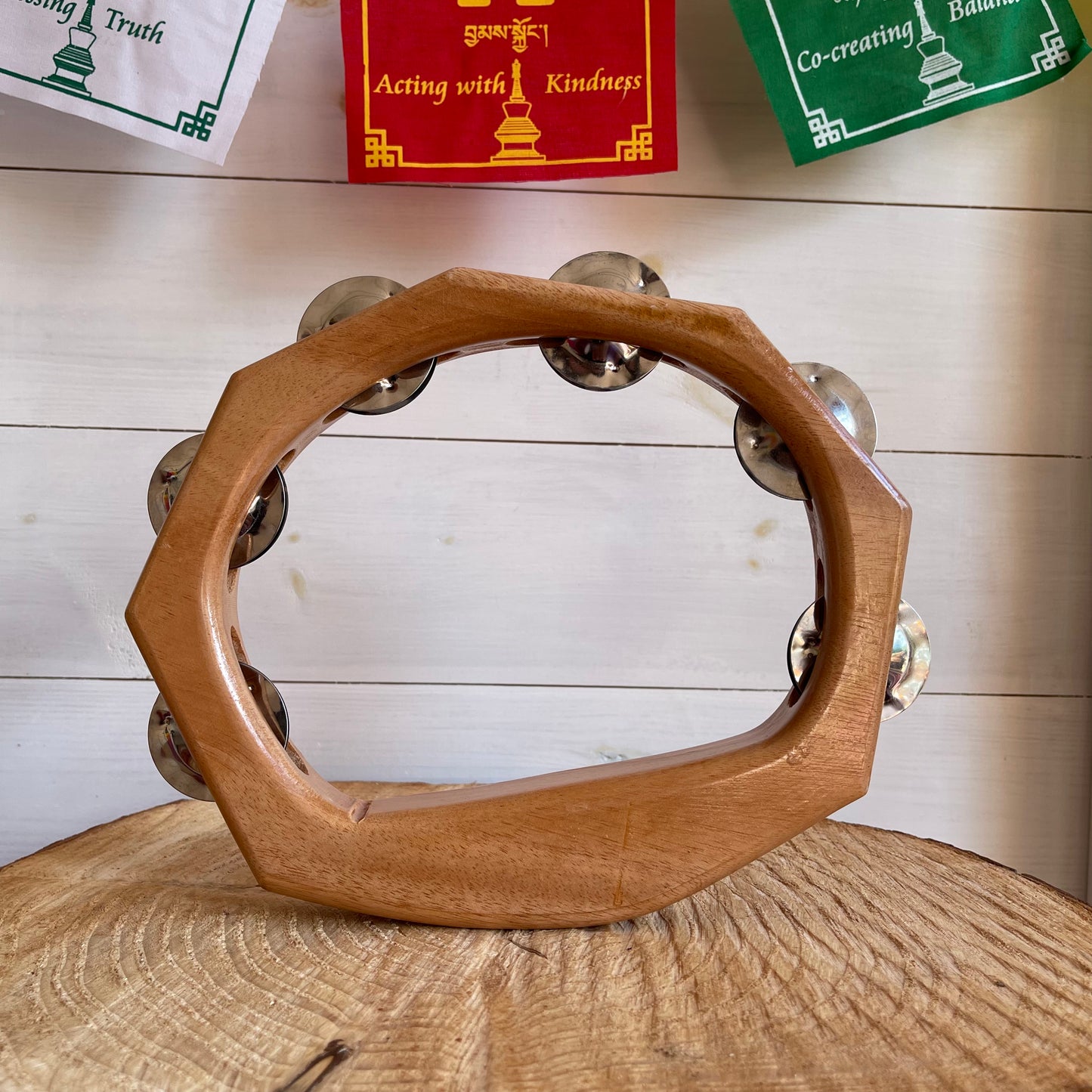 Awaken the rhythm of your soul with this Handmade Wooden Tambourine, crafted with care and intention under fair trade principles in Indonesia. Each piece is lovingly shaped from recycled, sustainable wood, then varnished to bring out its natural grain and resonance.
The tambourine produces a bright, spirited tone — perfect for ritual gatherings, children’s sensory play, or simply adding music and magic to your sacred space. Whether used in ceremony or creative exploration, its natural sound connects the pl