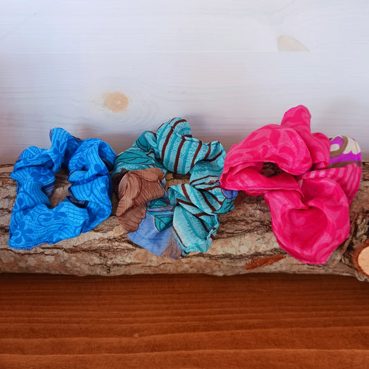 Recycled Sari Hair Scrunchies | Set of 3