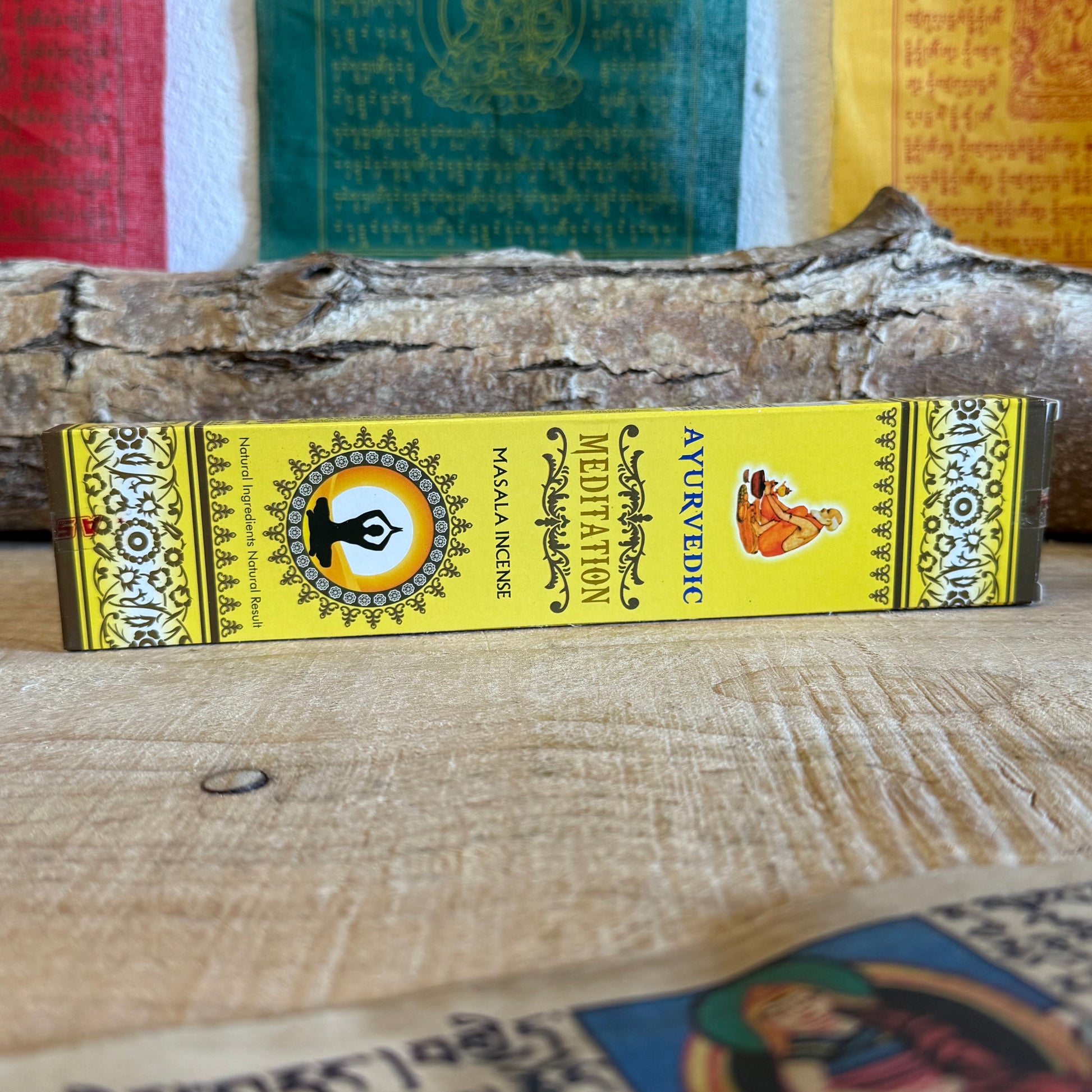 Discover inner peace and enhance your meditation and yoga practices with Ayurvedic masala incense Meditation. Made from premium resins, oils, herbs, petals, and honey, these all-natural incense sticks offer a pure and harmonious aroma. Each pack contains 15 sticks, and the carton includes 12 packs for a total of 180 sticks.