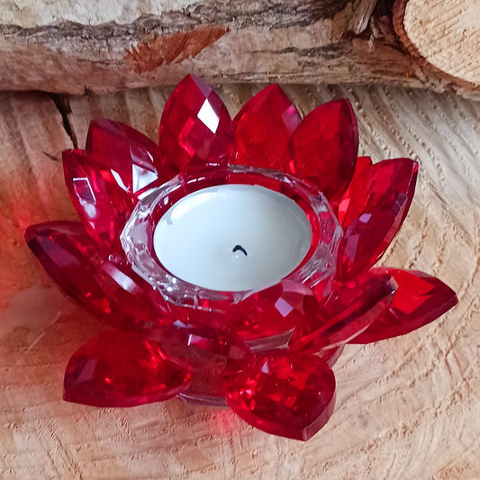 Lotus Candle Holder | Crystal Red