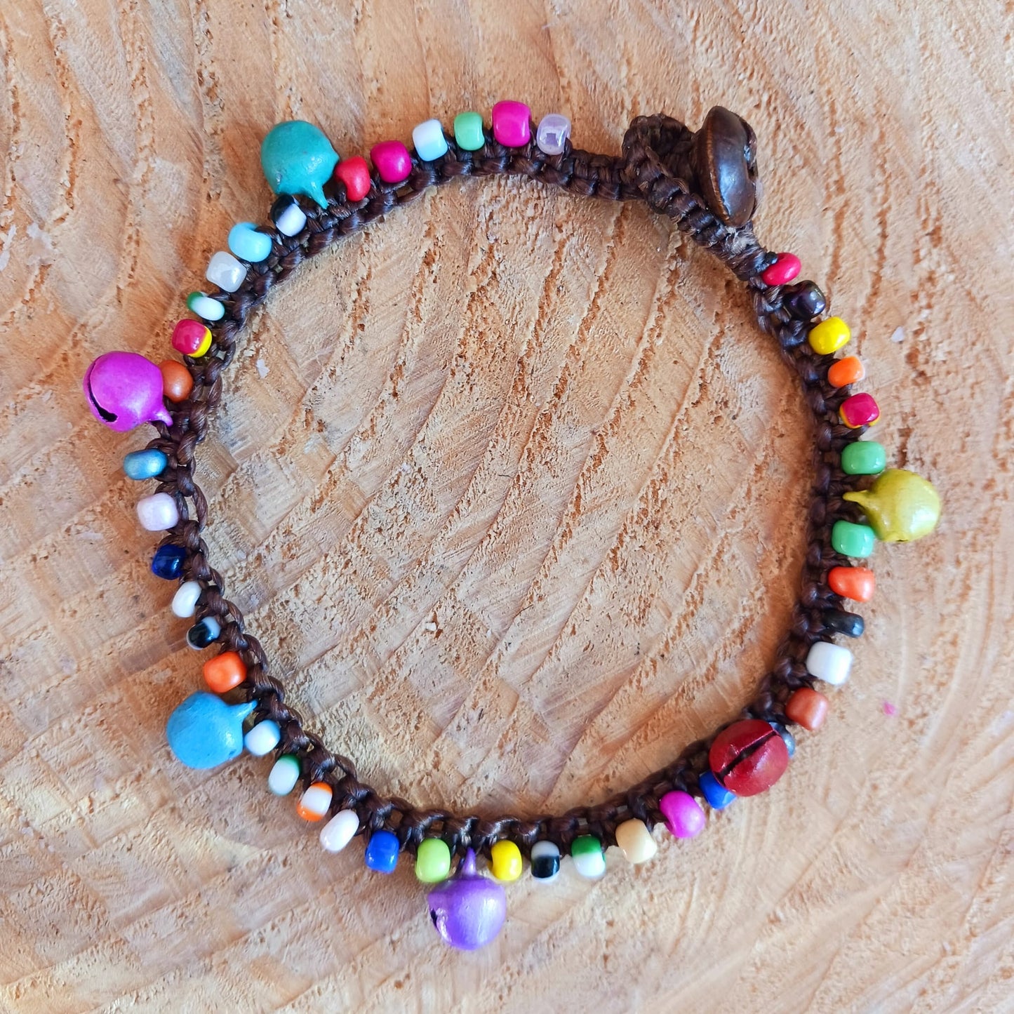 Handmade Colorful Bell and Bead Anklet