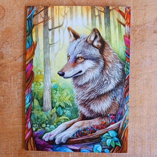 Share a little magic with this beautifully illustrated Boho Wolf Greetings Card, featuring enchanting fantasy artwork inspired by nature and wildlife. With its richly detailed design and dreamlike atmosphere, this charming card is perfect for anyone who loves wolves, spiritual symbolism and magical artwork.