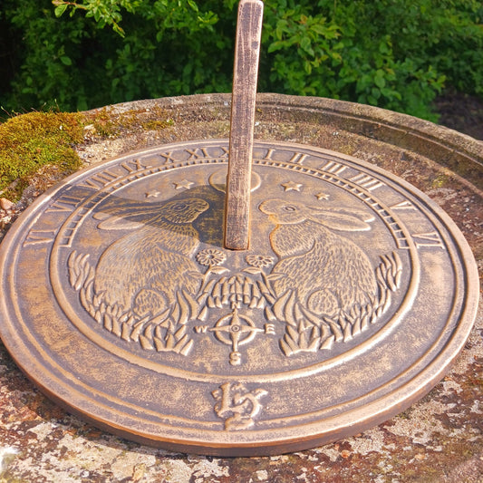 Moon Gazing Hares Terracotta Sun Dial