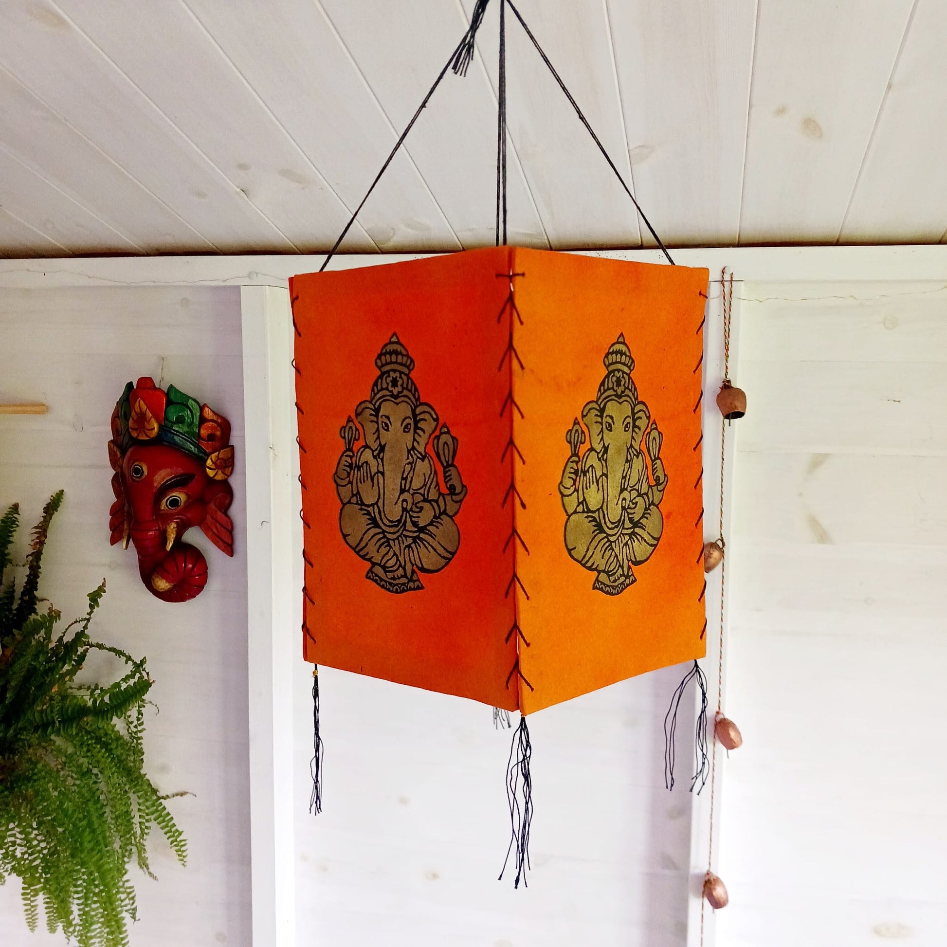 Lokta Paper Nepalese Lampshade | Ganesh Orange