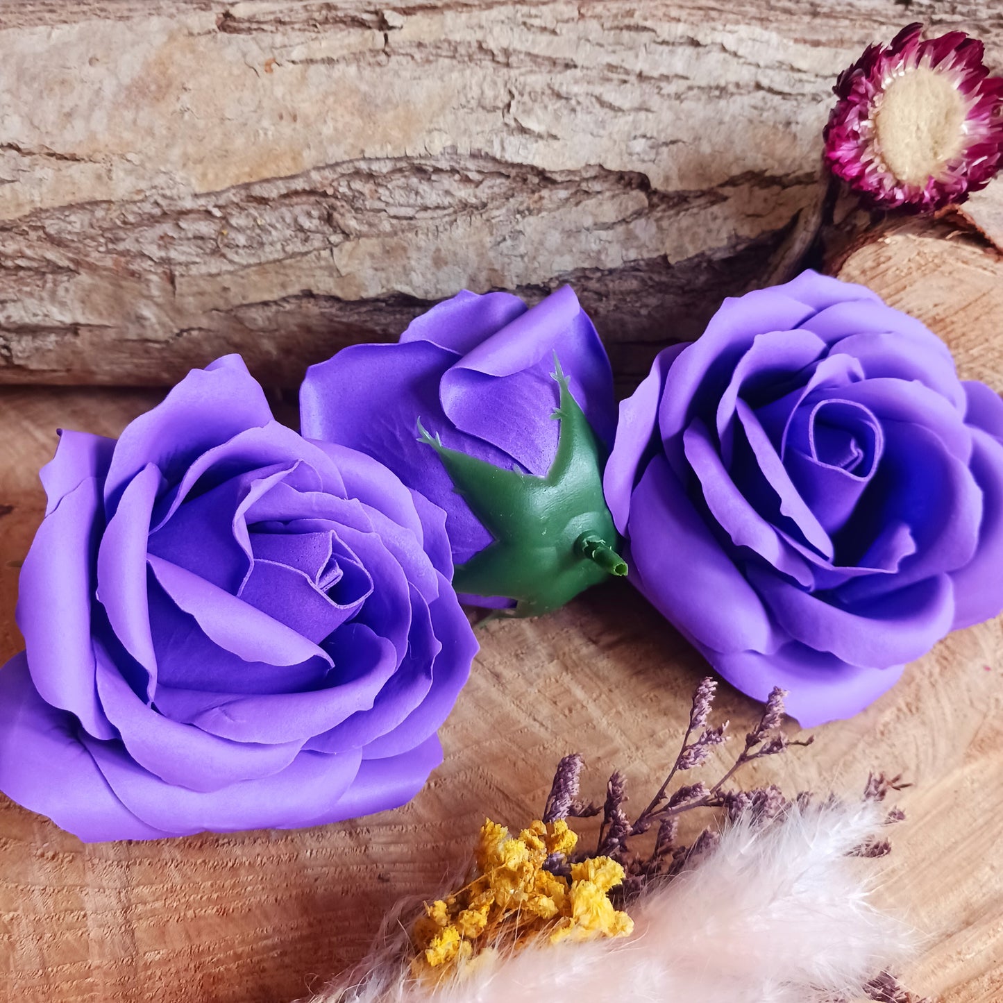 Luxury Violet Soap Flowers | Set of 3