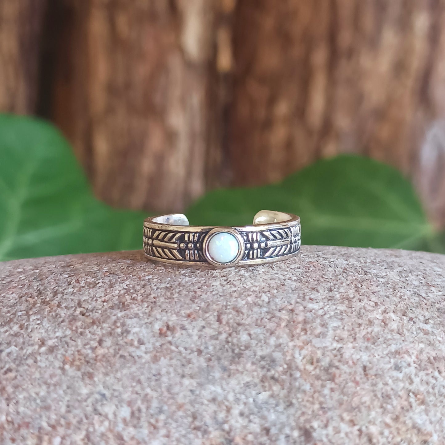 Toe Ring Moonstone Navajo Band | 925 Solid Silver Adjustable Toe Ring