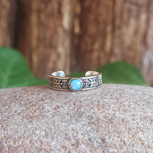 Toe Ring Azure Navajo Band | 925 Solid Silver Adjustable Toe Ring