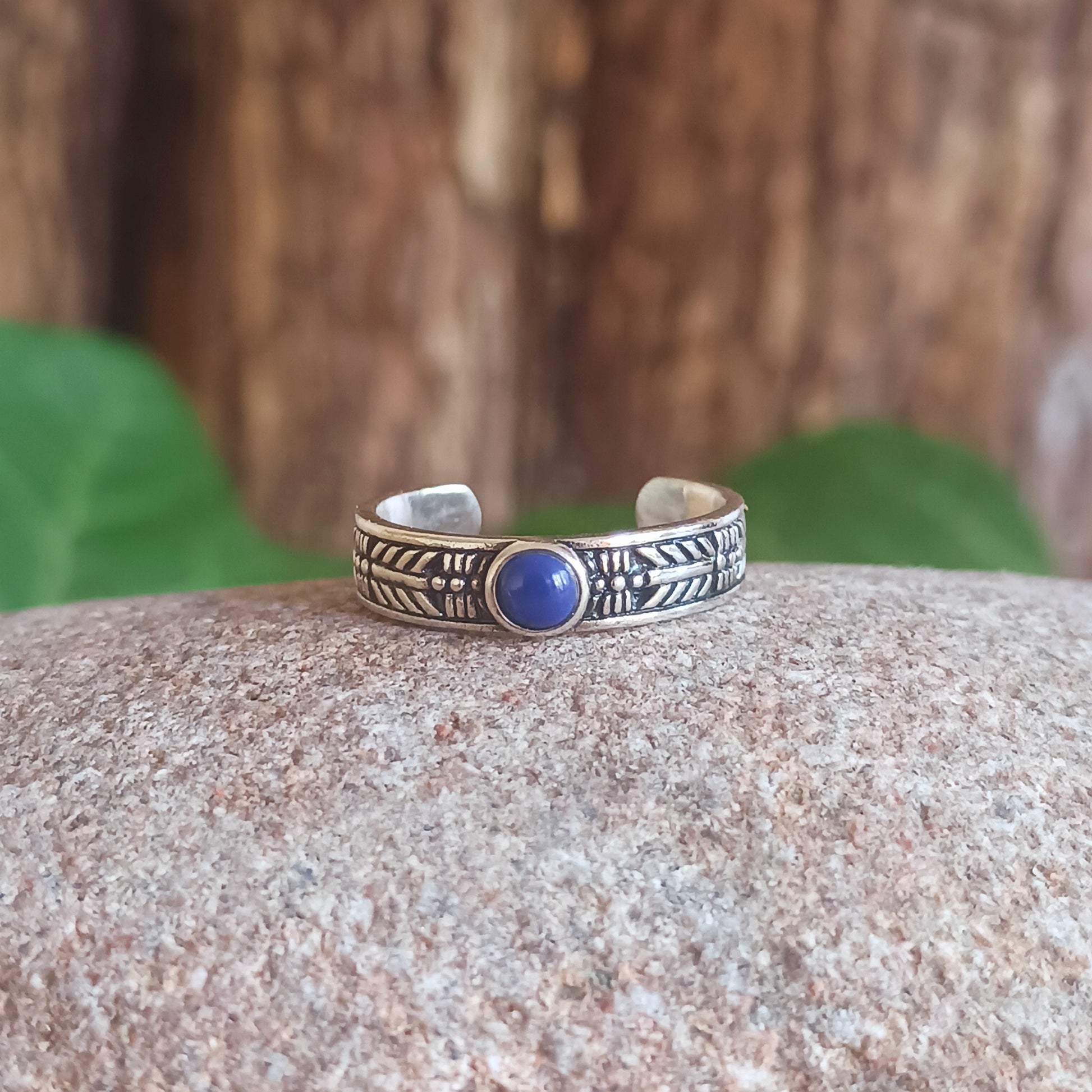 Toe Ring Sodalite Navajo Band | 925 Solid Silver Adjustable Toe Ring