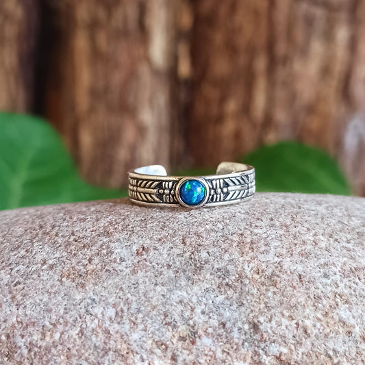 Toe Ring Peacock Navajo Band | 925 Solid Silver Adjustable Toe Ring