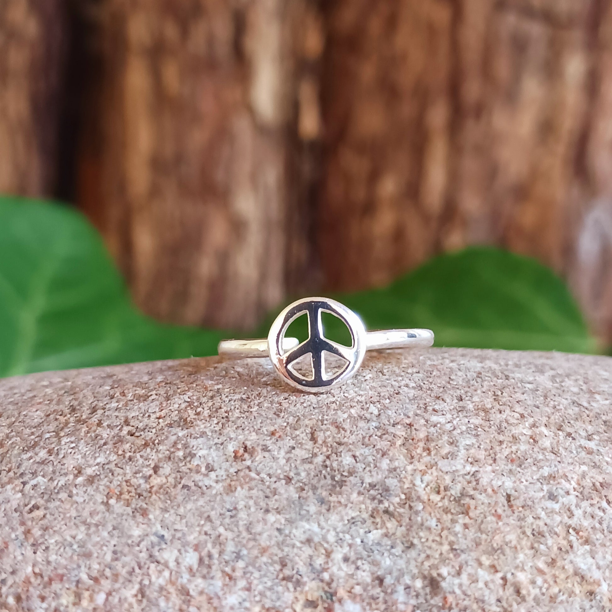 Toe Ring Peace Symbol | 925 Solid Silver Adjustable Toe Ring