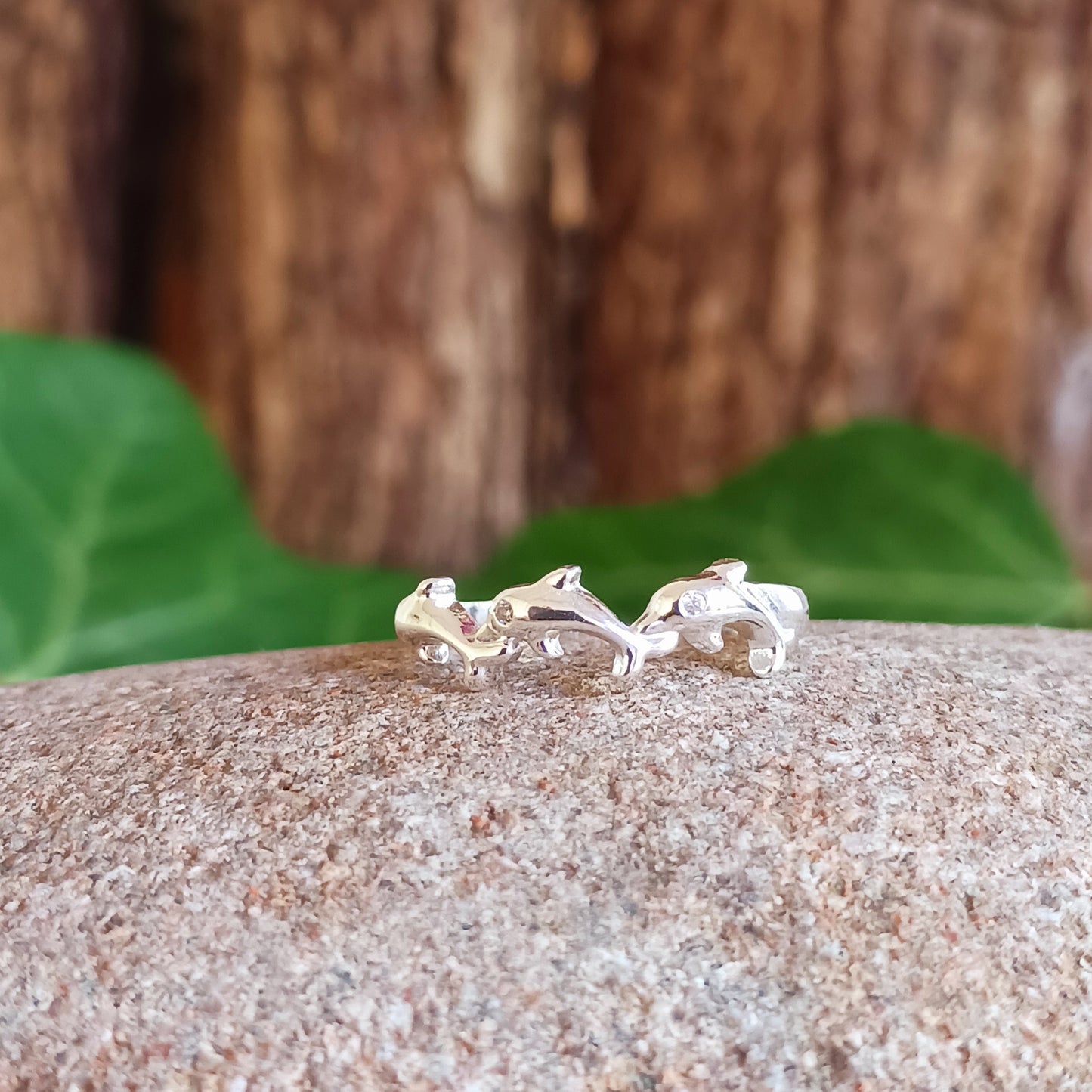 Toe Ring Dancing Dolphins | 925 Solid Silver Adjustable Toe Ring