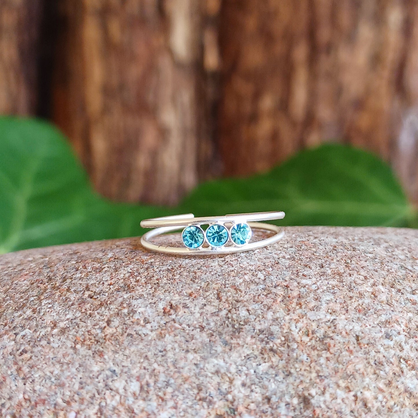 Toe Ring Aquamarine Stone | 925 Solid Silver Adjustable Toe Ring