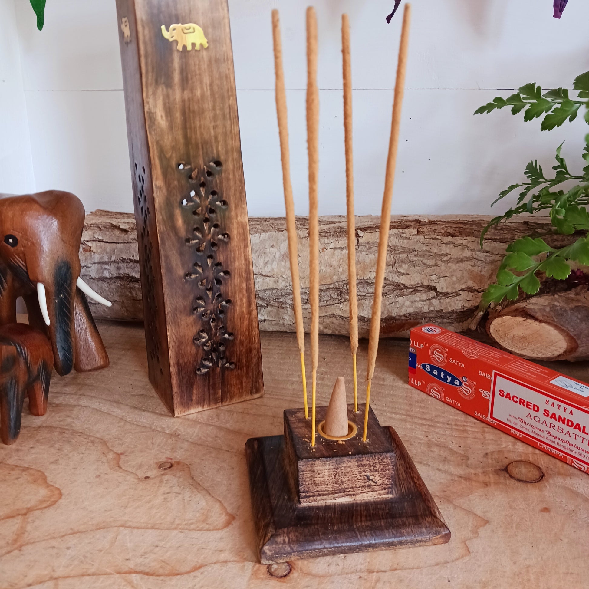 Mango Wood Incense Tower | Elephant