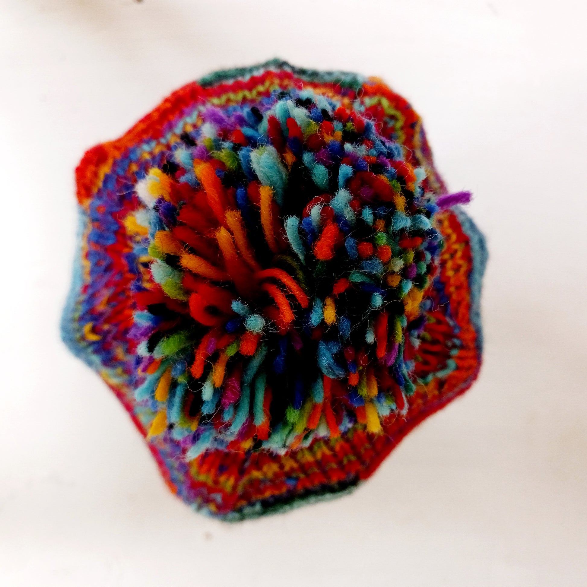 Tie Dye Knitted Patchwork Bobble Hat