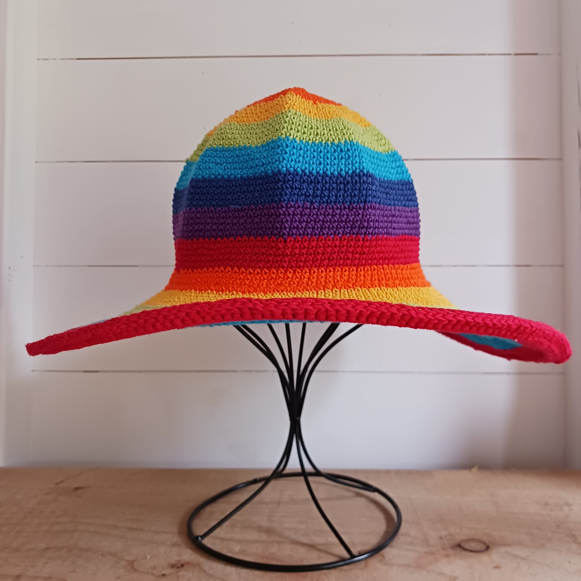 Rainbow Cotton Crochet Sun Hat 