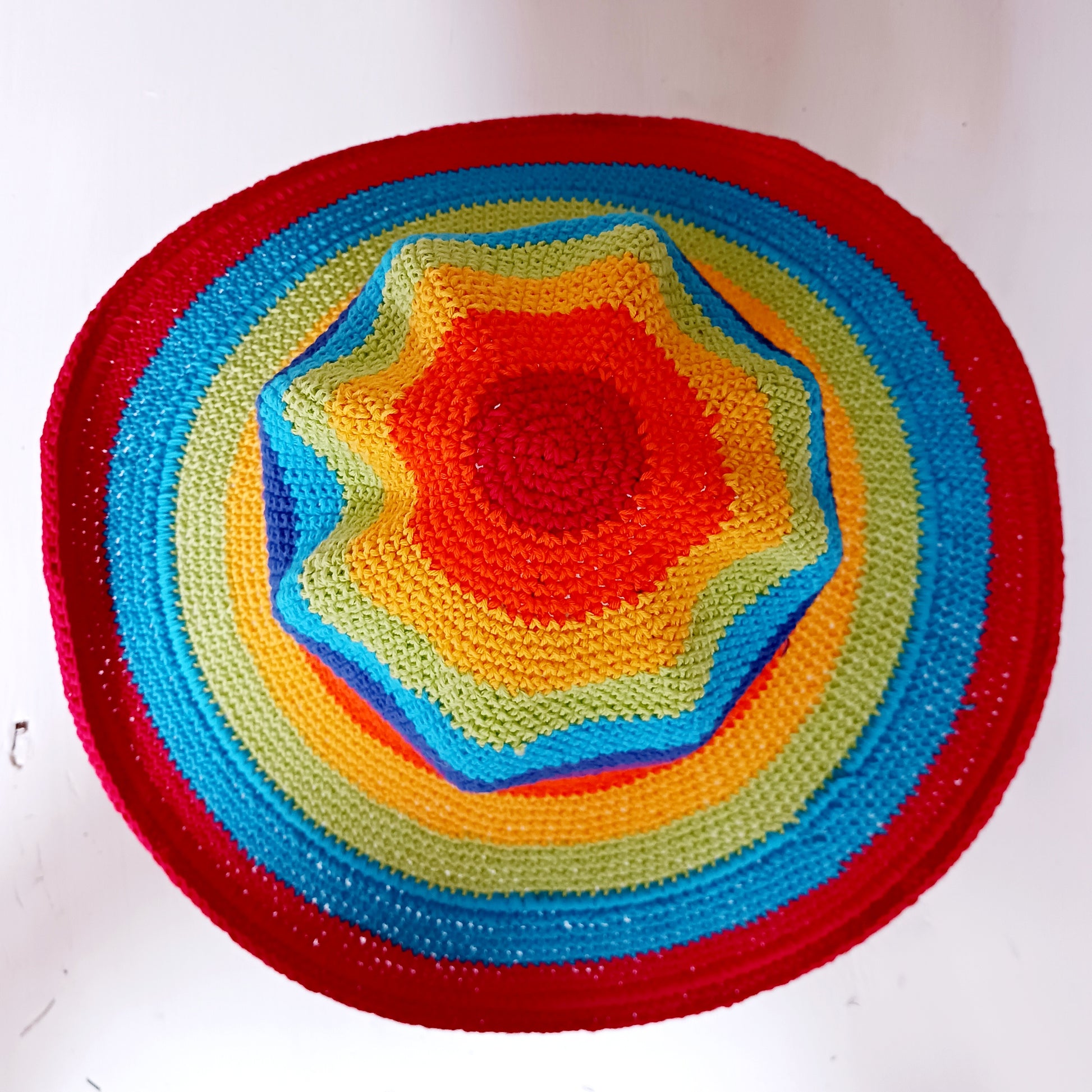 Rainbow Cotton Crochet Sun Hat 