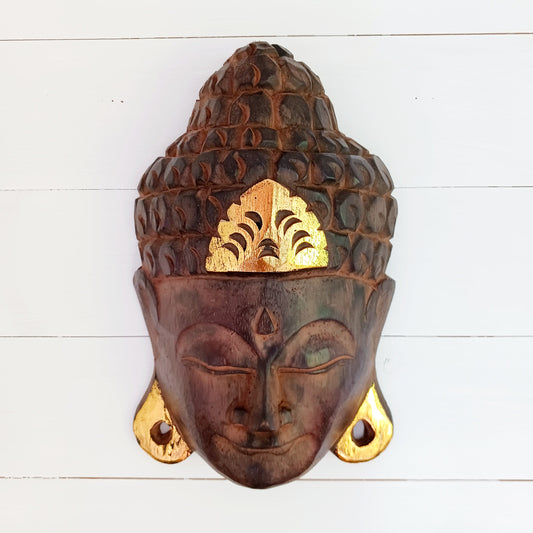 Hand carved Wooden Buddha Mask | Large