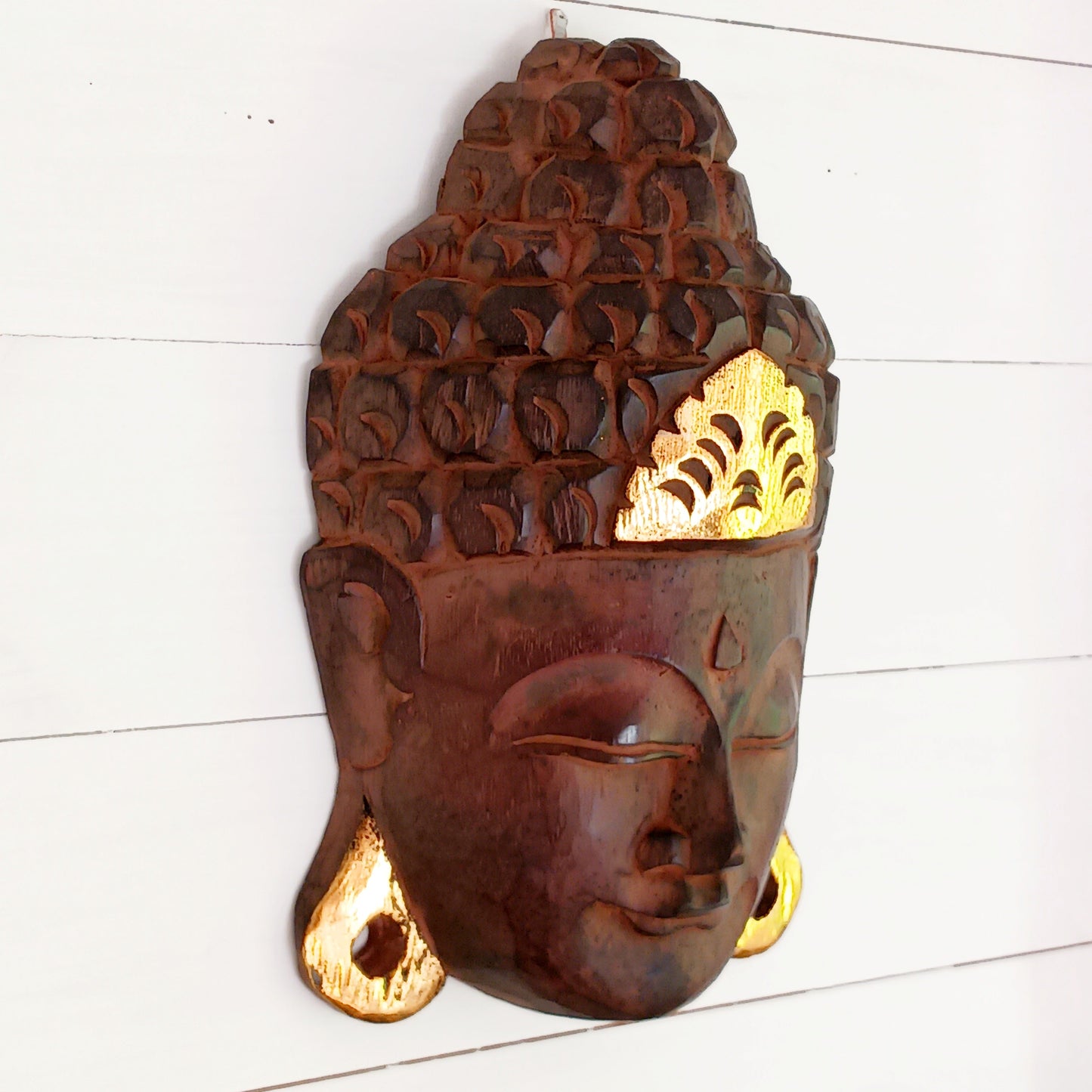 Hand carved Wooden Buddha Mask | Large