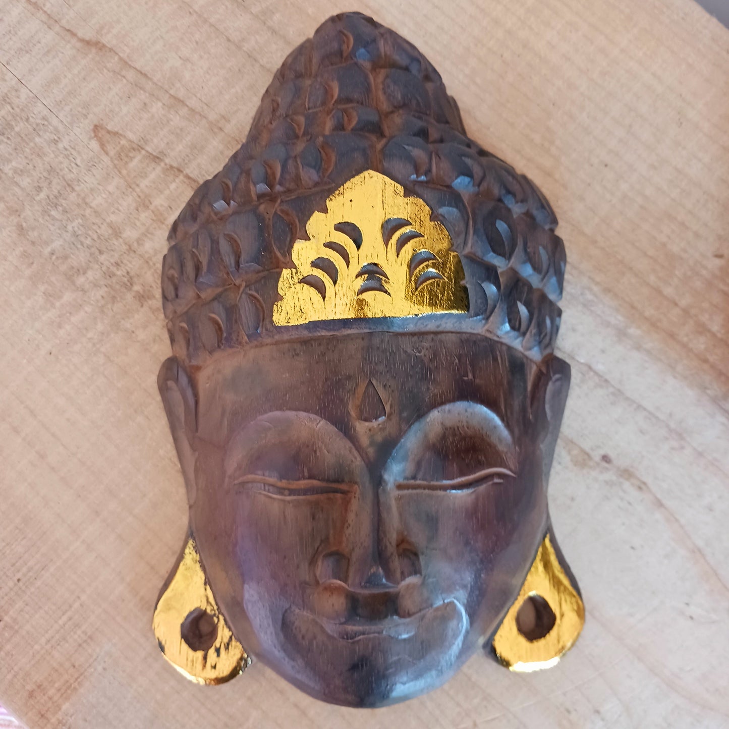 Hand carved Wooden Buddha Mask | Large