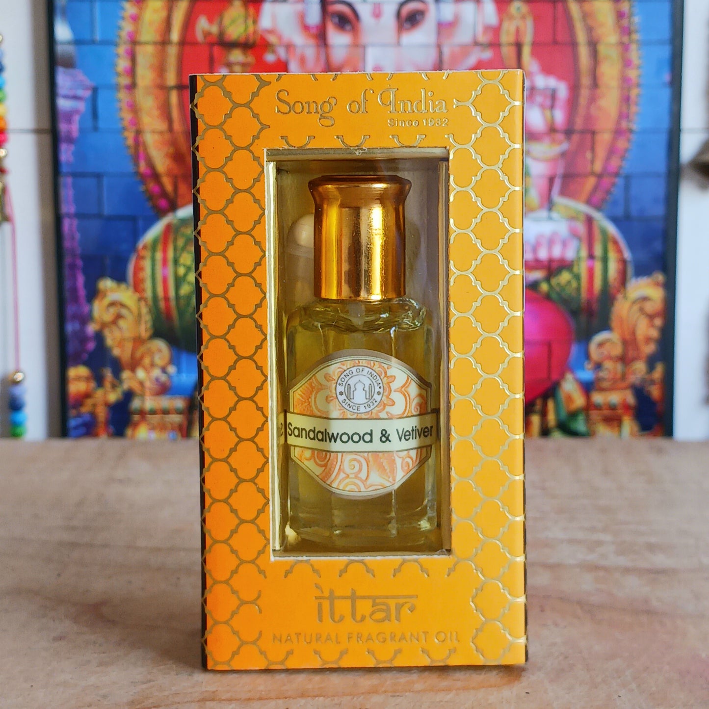 Song of India Natural Sandalwood &amp; Vetiver Ayurvedic Fragrance Oil is made with pure Essential Oils extracted from flowers, leaves, roots and wood. As the aromas get older they mature and become darker, thicker and even more pleasant in fragrance.