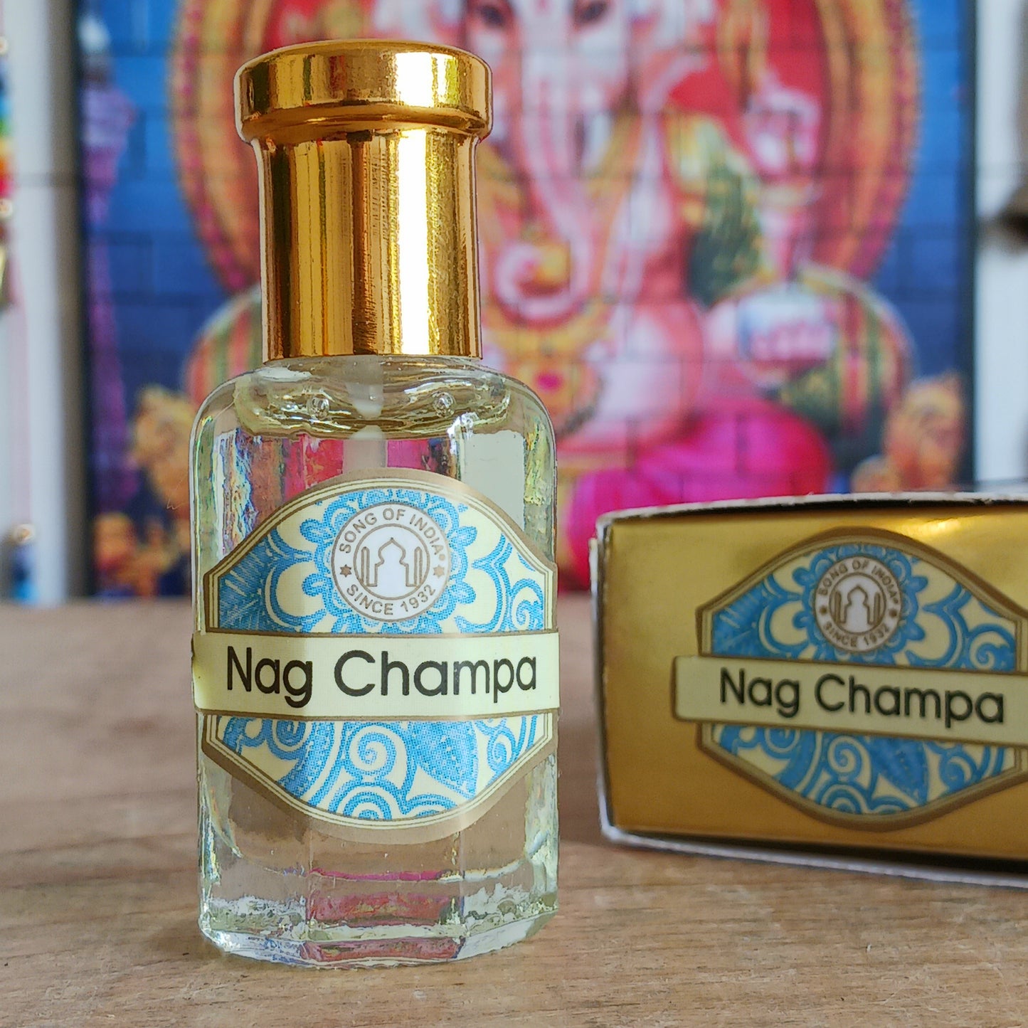 Song of India Natural Nag Champa Ayurvedic Fragrance Oil is made with pure Essential Oils extracted from flowers, leaves, roots and wood. As the aromas get older they mature and become darker, thicker and even more pleasant in fragrance.