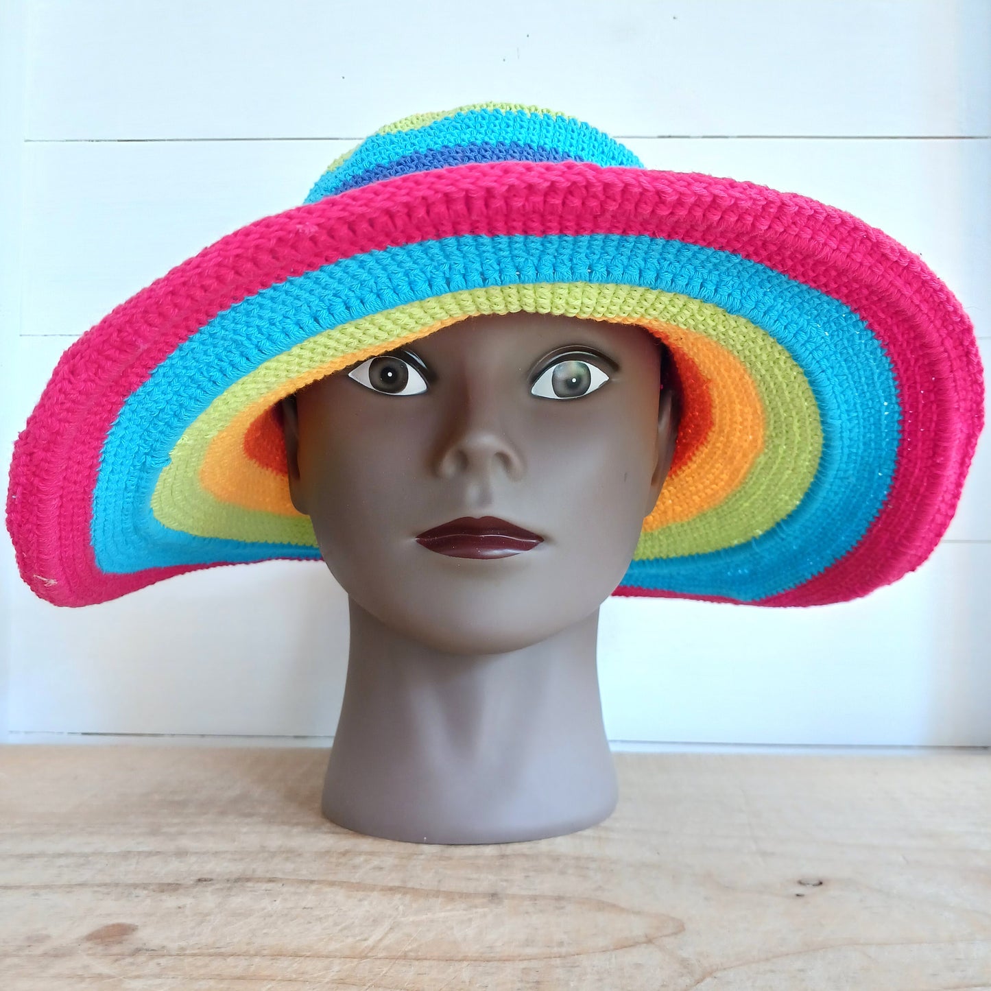 Rainbow Cotton Crochet Sun Hat