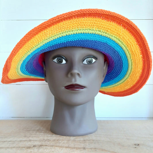 Rainbow Cotton Crochet Sun Hat